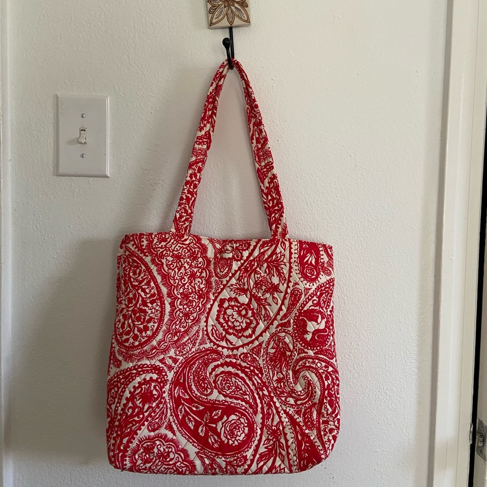 Vera Bradley Red and White Paisley Tote